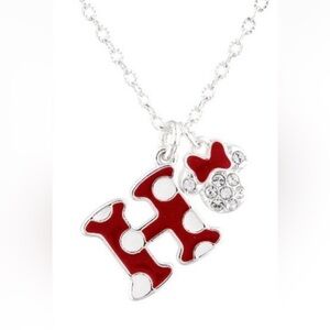 New Disney Minnie Mouse Enamel‎ Initial "H" Necklace polka dots